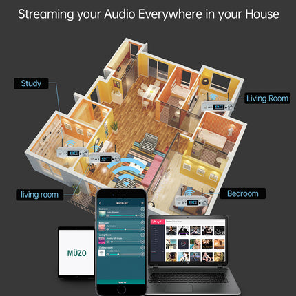 Беспроводной усилитель мощности HiFiMuse WA80 Pro с Wi-Fi и Bluetooth 5.0, 120 Вт, 2 шт.