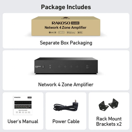HA400 4 Zone Amplifier with AirPlay 2 and Network